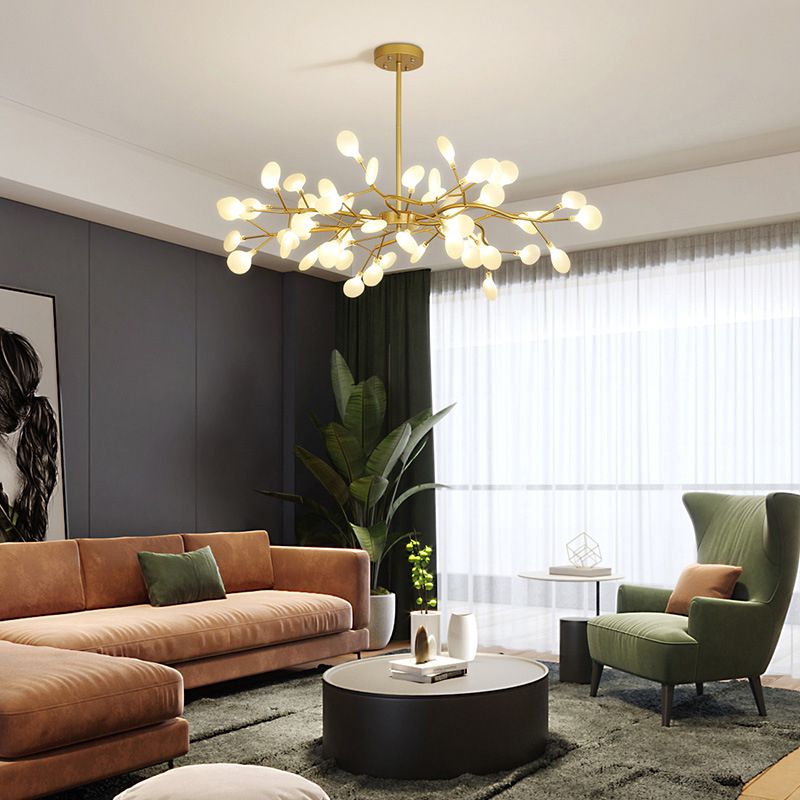 Multi Light Firefly Hanging Chandelier Modern Style Metal Hanging Lamp with Acrylic Shade