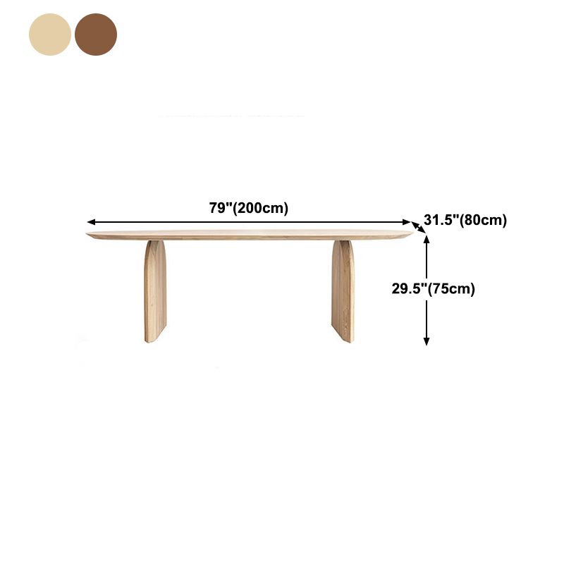 Oval Dining Table Pine Solid Wood Dining Table with Double Pedestal
