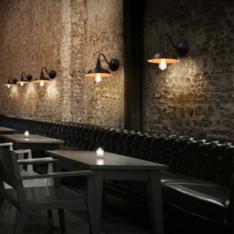 Warehouse Shade Metal Wall Light Fixture American Industrial Style 1 Light Sconces