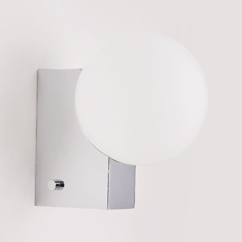 Glass Ball Shade 1 - Light Bath Sconce Iron Bathroom Vanity Lighting in Black / Chrome