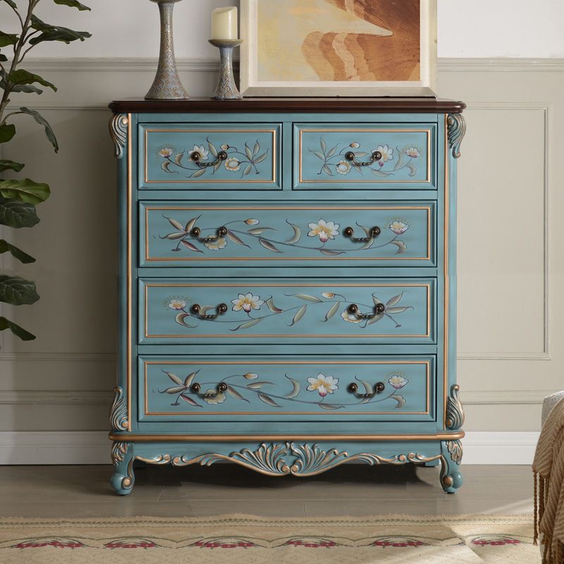 Traditional Style Wooden Storage Chest with Drawers for Bedroom