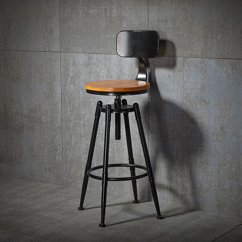 Industrial Armless Rotatable Counter Stool Iron Bar Stool with Pedal for Cafe