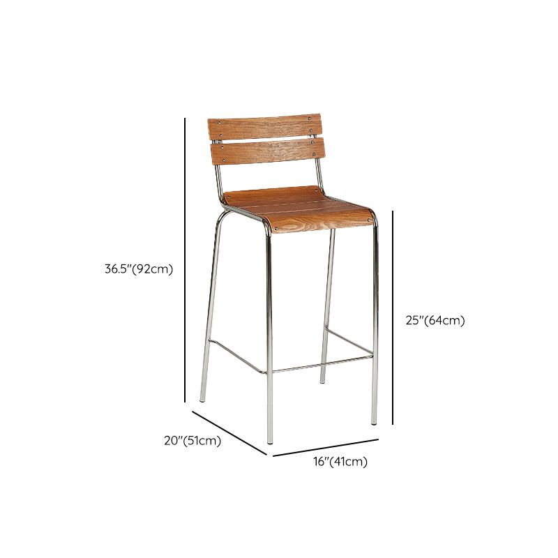 Contemporary Low Back Armless Bar Stool with Silver Metal Base