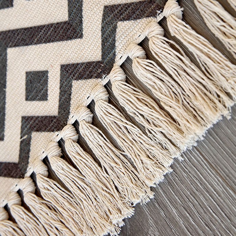 Bohemian Teppich Ameicana Muster Baumwollteppich Fringe Design Teppich für Wohnzimmer