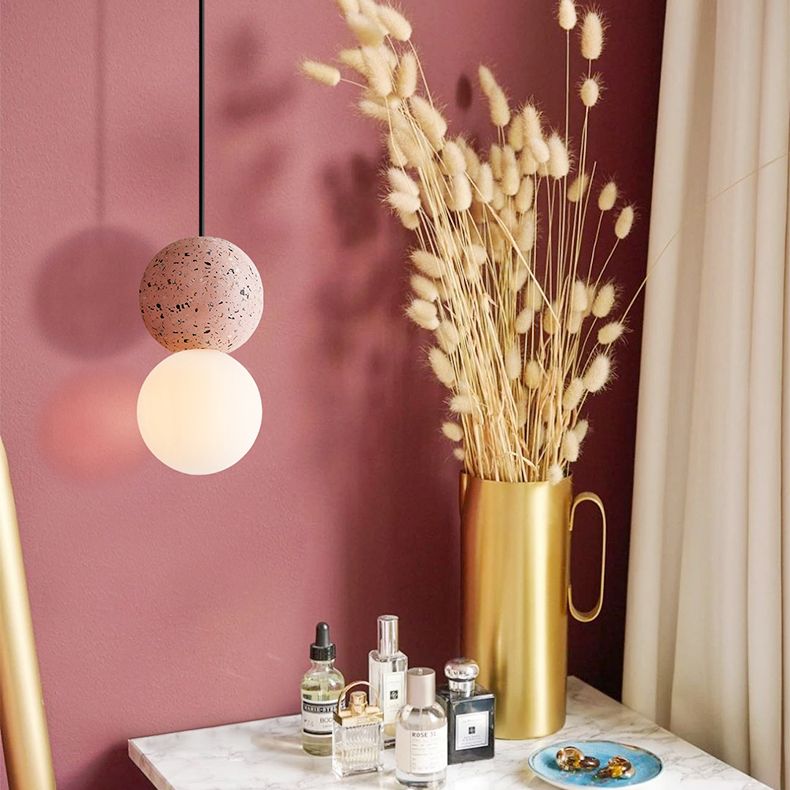 Sfera Camera da letto Accogliente Aiughting Stone Stone Stile Stile sospeso a sospensione Luce a sospensione