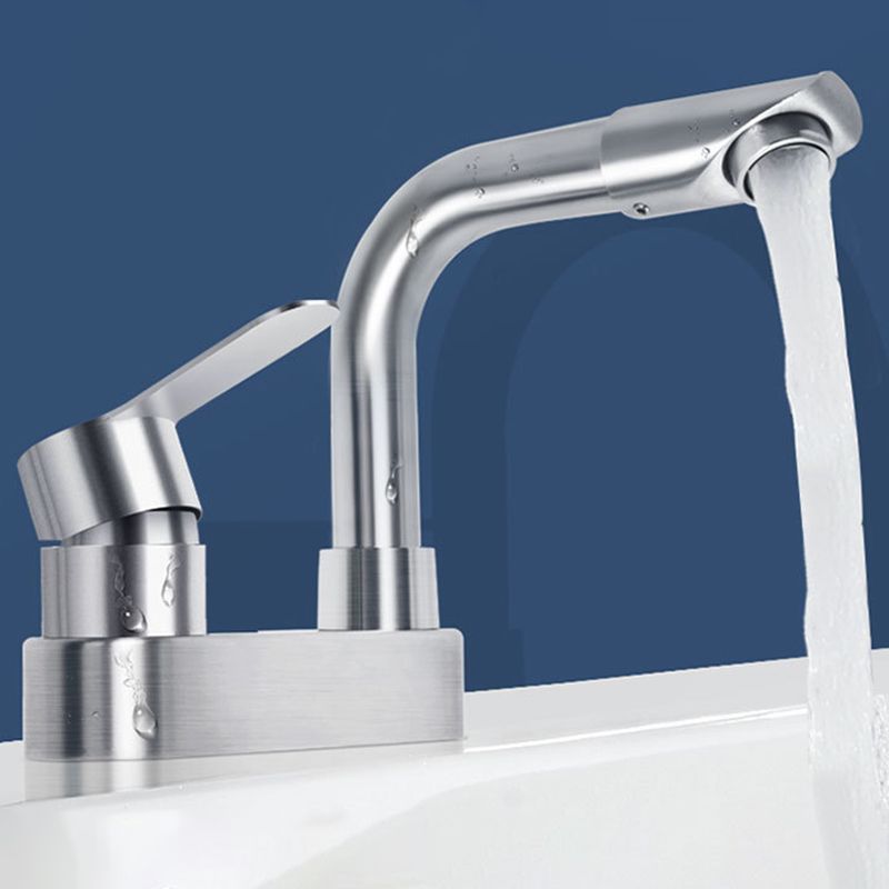 Square 1-Handle Bathroom Faucet 2 Hole Centerset Bathroom Faucet with Stainless Steel