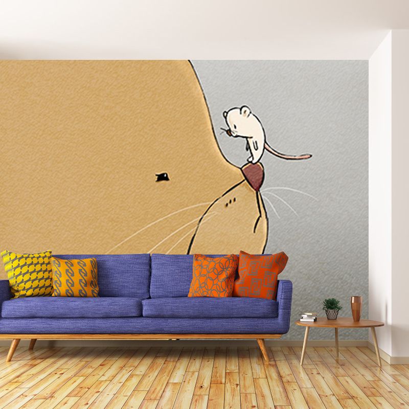 Cartoon Animals Mildew Resistant Mural Wallpaper Sleeping Room Wall Mural