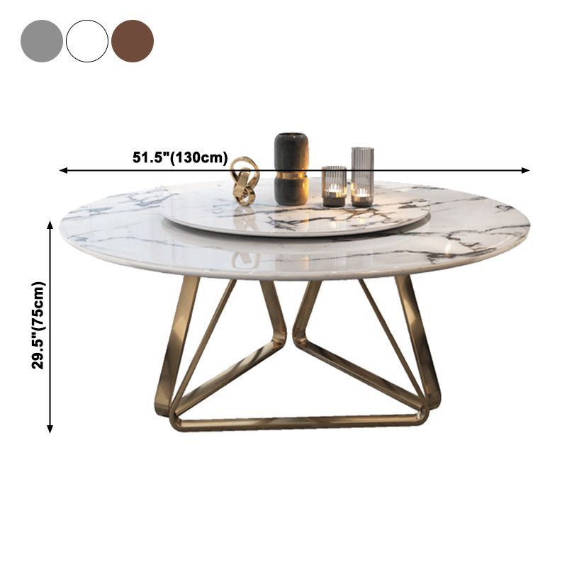 Glam Sintered Stone Top Standard Dining Table Round Shape Dining Table for Kitchen