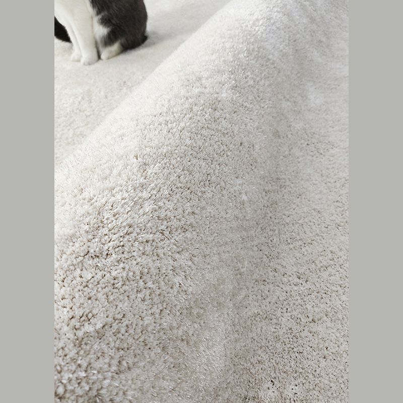 Milk White Living Room Area Carpet Modern Pure Color Carpet Area Polyester Washable Rug