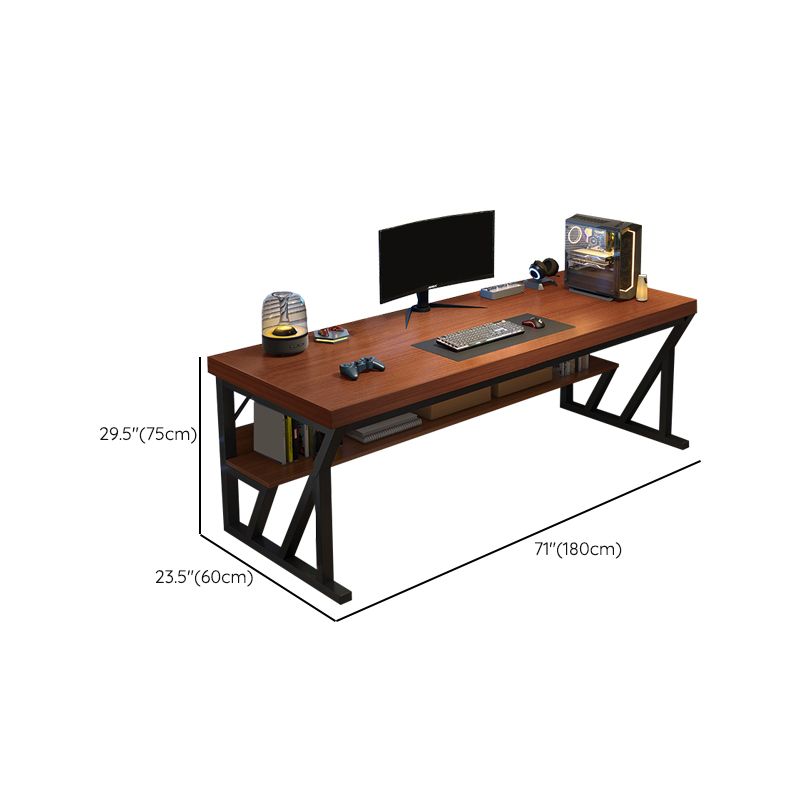 Contemporary Wood Office Desk Rectangular Writing Desk with Shelf