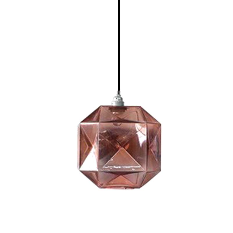 Iluminación colgante de diamantes vidrio posmoderno 1 azul claro/dorado/luz de techo colgante