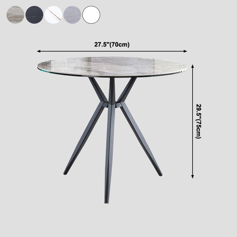 Traditional Luxury Style Dining Table Round Sintered Stone Table with Metal