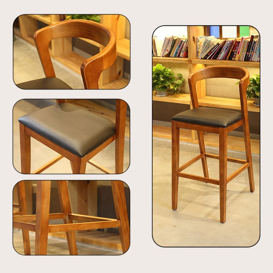 Modern Wood Stool Backrest Counter Stool Fabric Upholstered Furniture for Restaurant