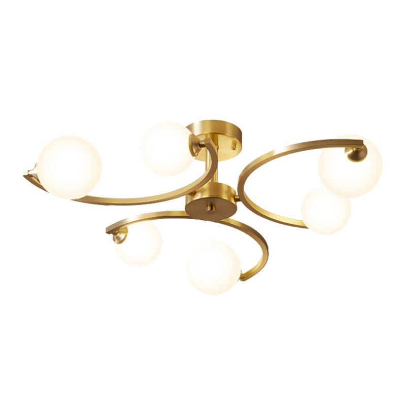 Modern Style Sputnik Flush Mount Metal Ceiling Light in Gold for Bedroom