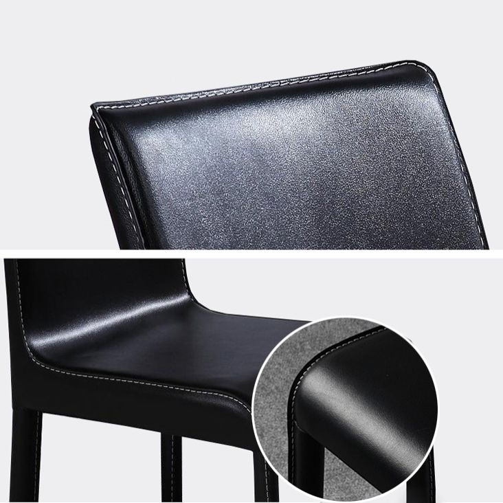 Chaise d'appoint en cuir pour restaurant contemporain Chaise de salle à manger à dossier solide (Ensemble de 2)