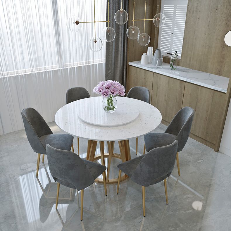 Glam 1/2/6/7 Pieces Dining Set Round Stone Dining Table for Dining Room