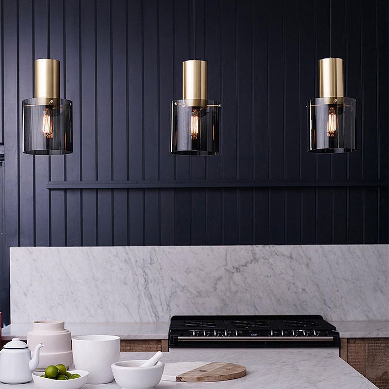 Metal Cylinder Pendant Light Nordic Modern Style Down Lighting for Living Room