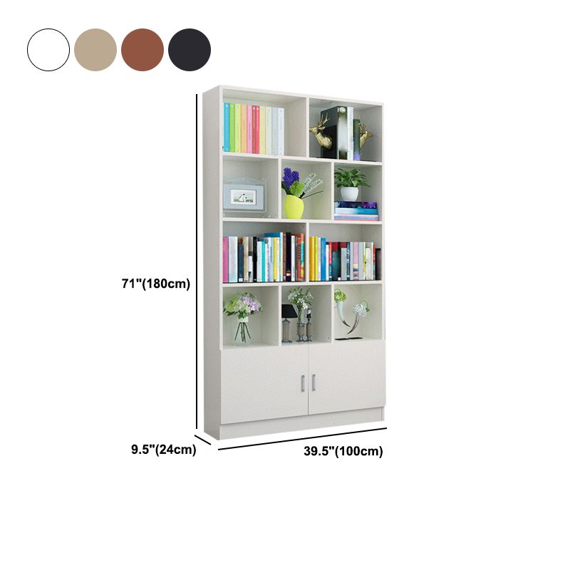 Closed Back Wooden Bookshelf Modern Home Living Room Standard Bookcase with Door