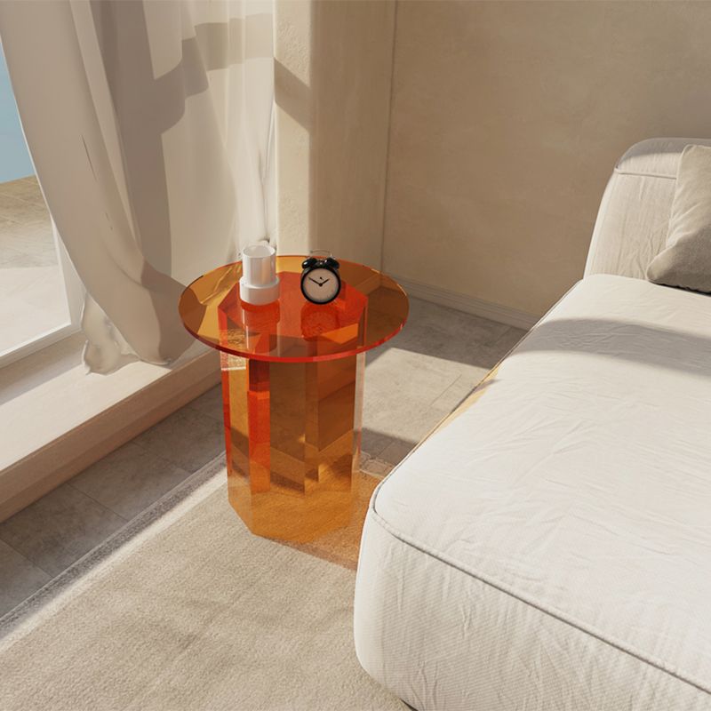 Glam Accent Side Table Living Room Plastic Pedestal Round Corner Table