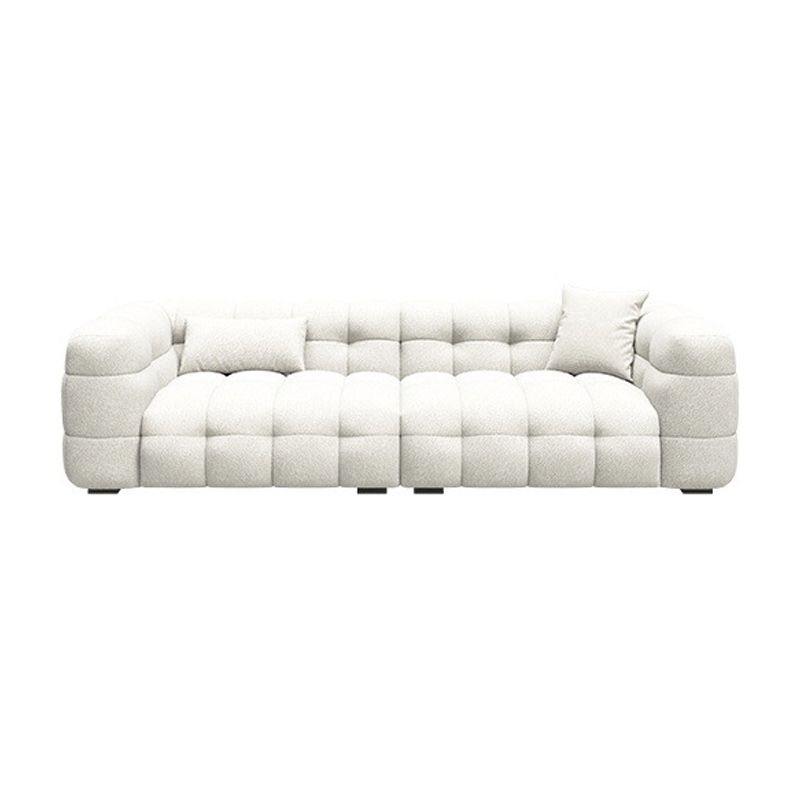 Biscuit Back Sofa Stain Resistant Modern Tuxedo Arm Sofa in White