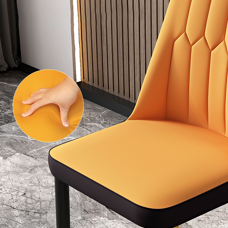 Modern Backrest Armless Cushion Chair with Metal Legs for Dining Room