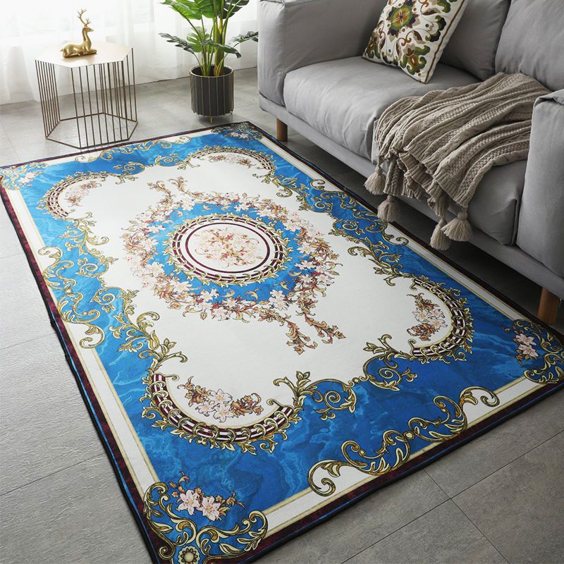 luxury European Style Rug Marble Surface Print Carpet Anti-Slip Backing Rug for Home Decor