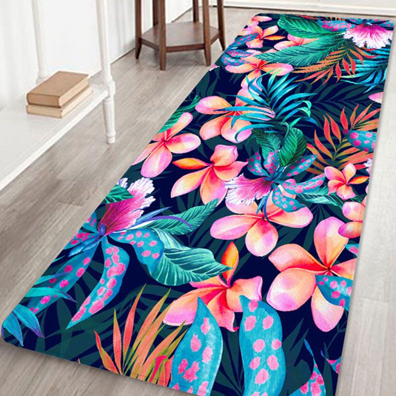 Fancy Modern Rug Floral Pattern Polyester Area Rug Non-Slip Backing Rug for Bedroom