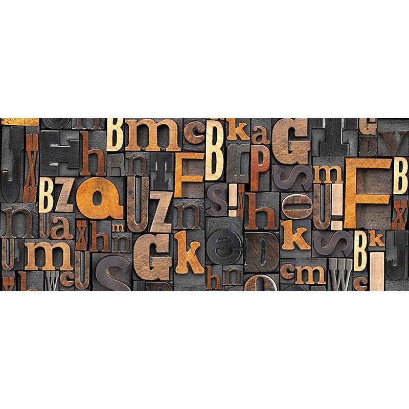 Custom-Made Photo Style Industrial Mural Wallpaper for Restaurant Decor with Letters Design in Brown