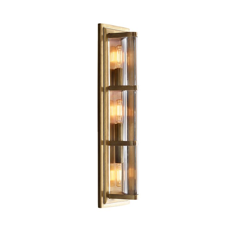 Tube Sconce Light Traditionary Metal 2/3/4 Heads Black/Gold Wall Lamp Fixture for Living Room