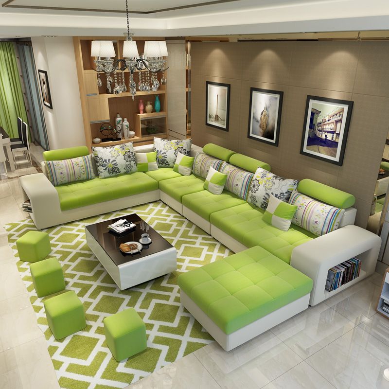 Contemporary 6-seater Modular Sectional with Square Arm for Living Room