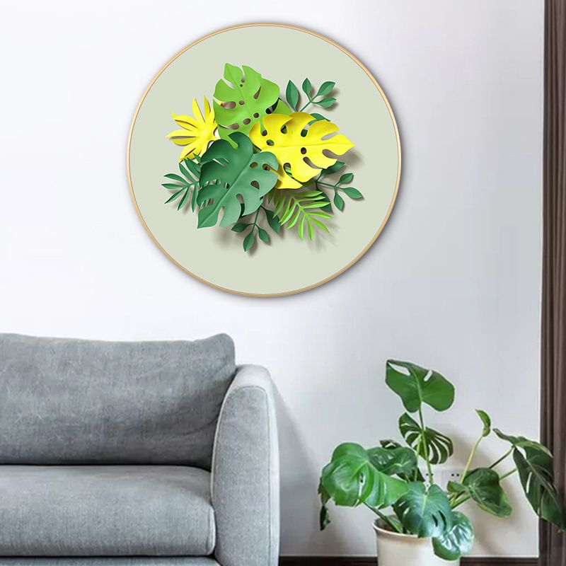 Bladeren Wall Art Decor Modern canvas getextureerd schilderij in lichte kleur, meerdere maten