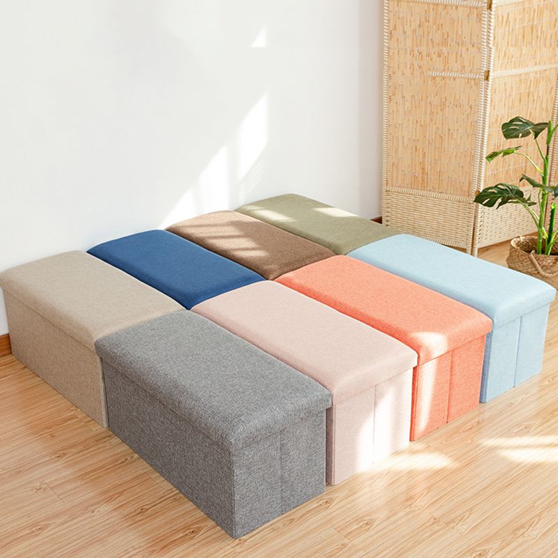 Modern Cotton Pouf Ottoman Pure Color Foldable Square Chair Ottoman with Storage