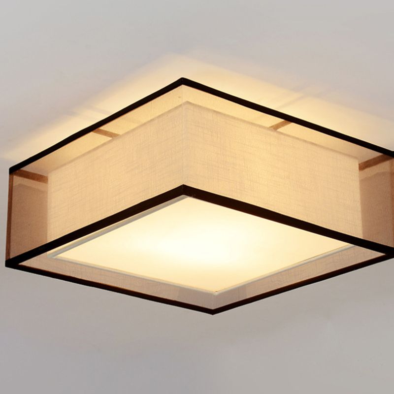 Modern Square Ceiling Lamp Multi Lights Ceiling Mount Light with Fabric Shade for Bedroom