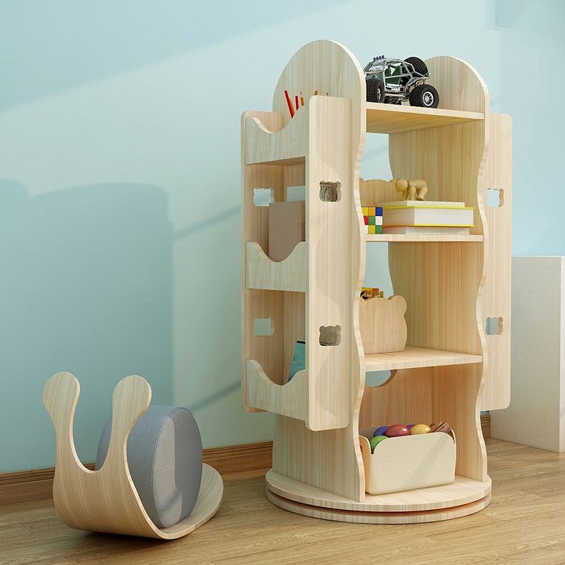 Modern Light Wood Book Shelf Freestanding Rotatable Book Display