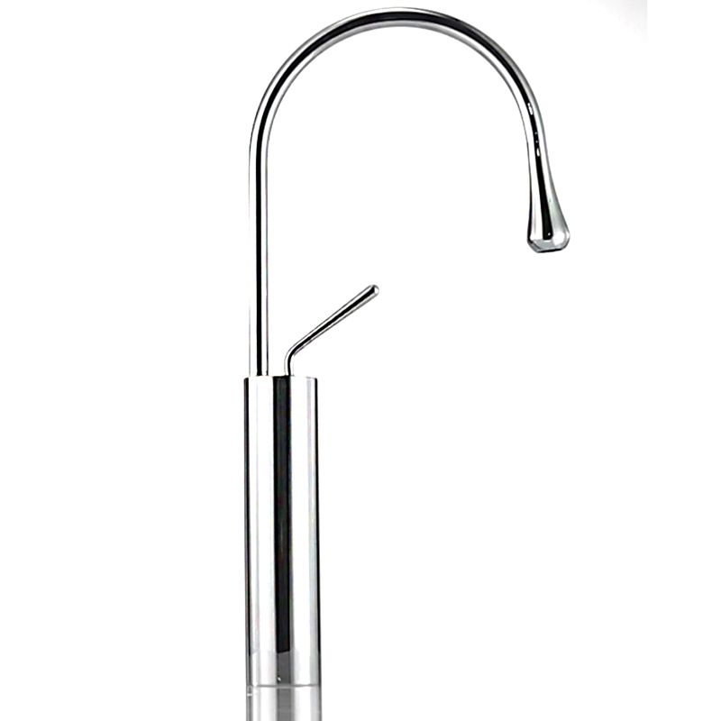 Gooseneck Lever Handles Sink Faucet Modern Circular Brass Bathroom Sink Faucet
