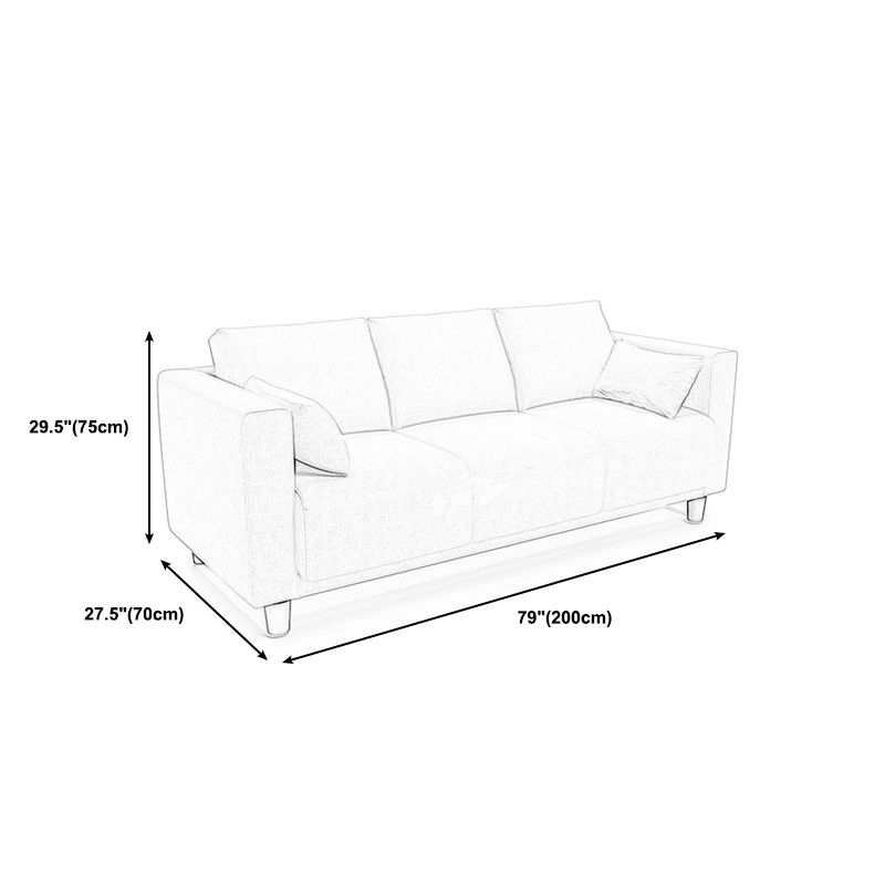 Loose Back Linen Square Arm Modern Sofa with Slipcover for Living Room