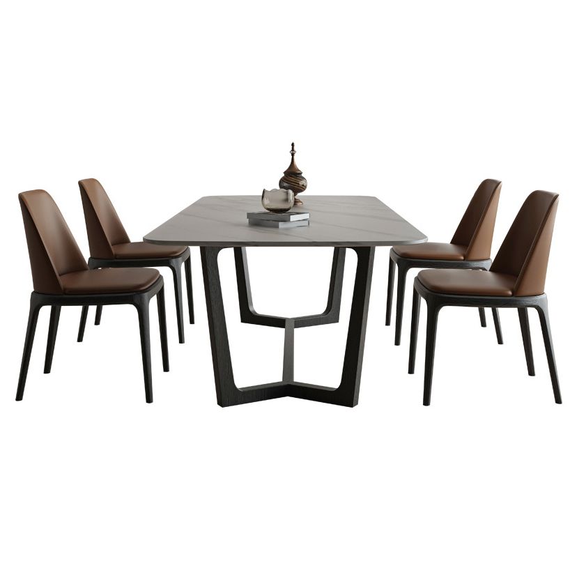 Industrial Sintered Stone Top Table Rectangle Table with Trestle Base