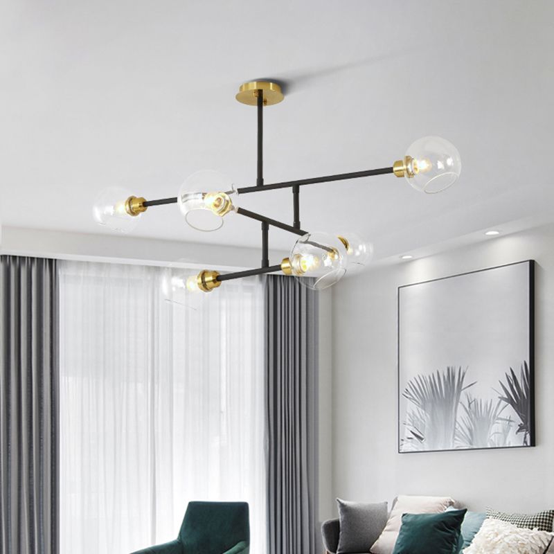 Iluminación colgante de cocina abierta Candelera de techo minimalista con sombra de vidrio de domo