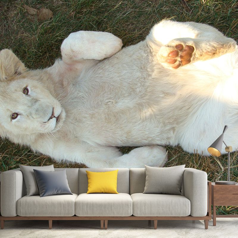 Wild Animal Wall Mural Contemporary Mildew Resistant Wallpaper for Home