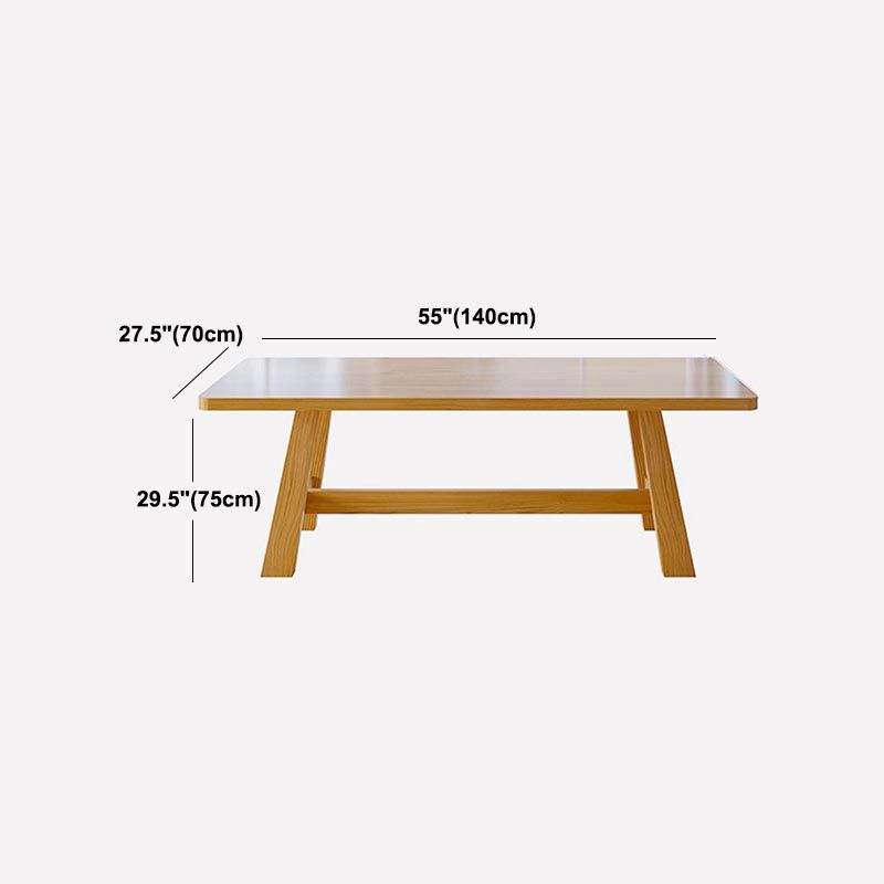 Modern Pine Trestle Dining Table Wood Rectangle Table in Natural