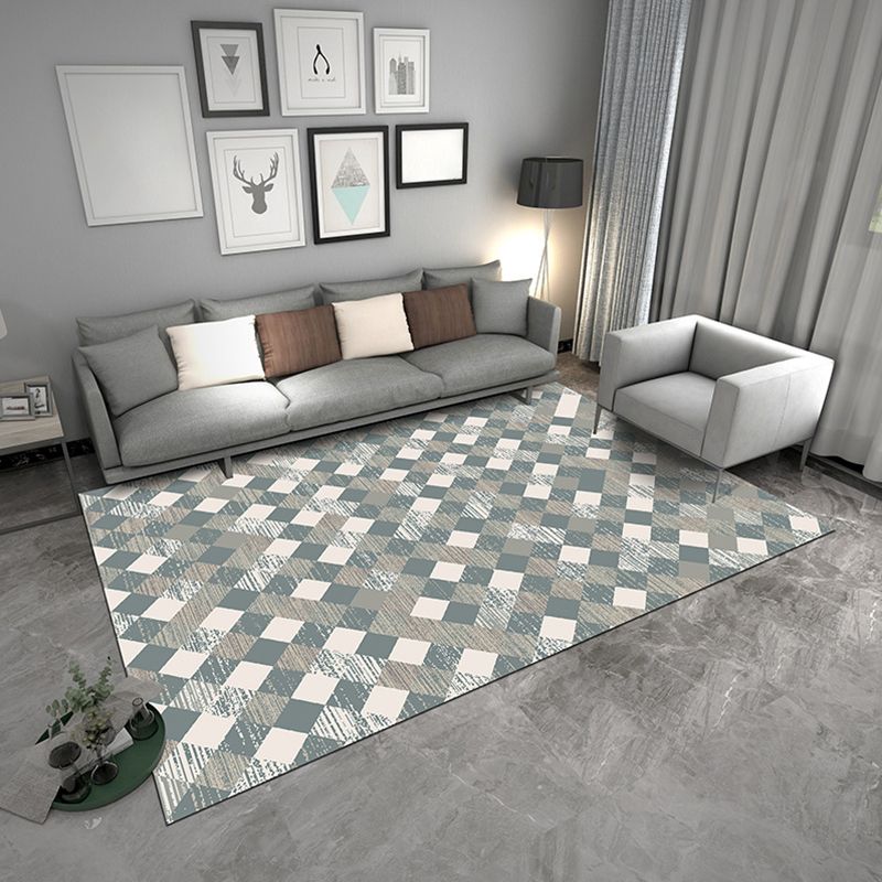 Zeitgenössischer geometrischer Teppich, mehrfarbiger Polyster-Teppich, haustierfreundlicher, rutschfester Innenteppich für den Salon