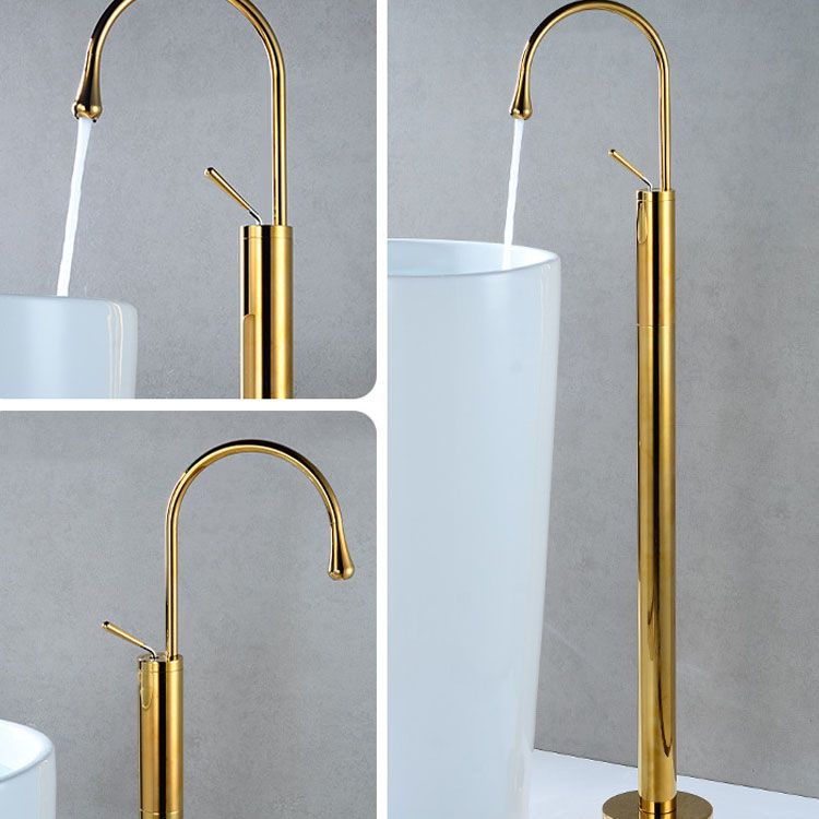 Modern Floor Mounted Single Handle Freestanding Tub Filler Metal Freestanding Faucet