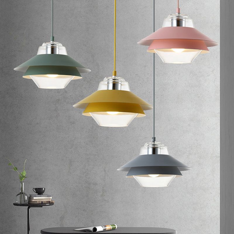 Luz de colgante de 3 tono Macaron vidrio transparente 1 comedor de bombilla accesorio de lámpara colgante