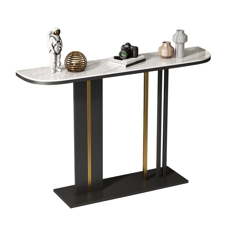 Modern 31.5" Tall Console Table Stone Abstract Base Accent Table for Hall