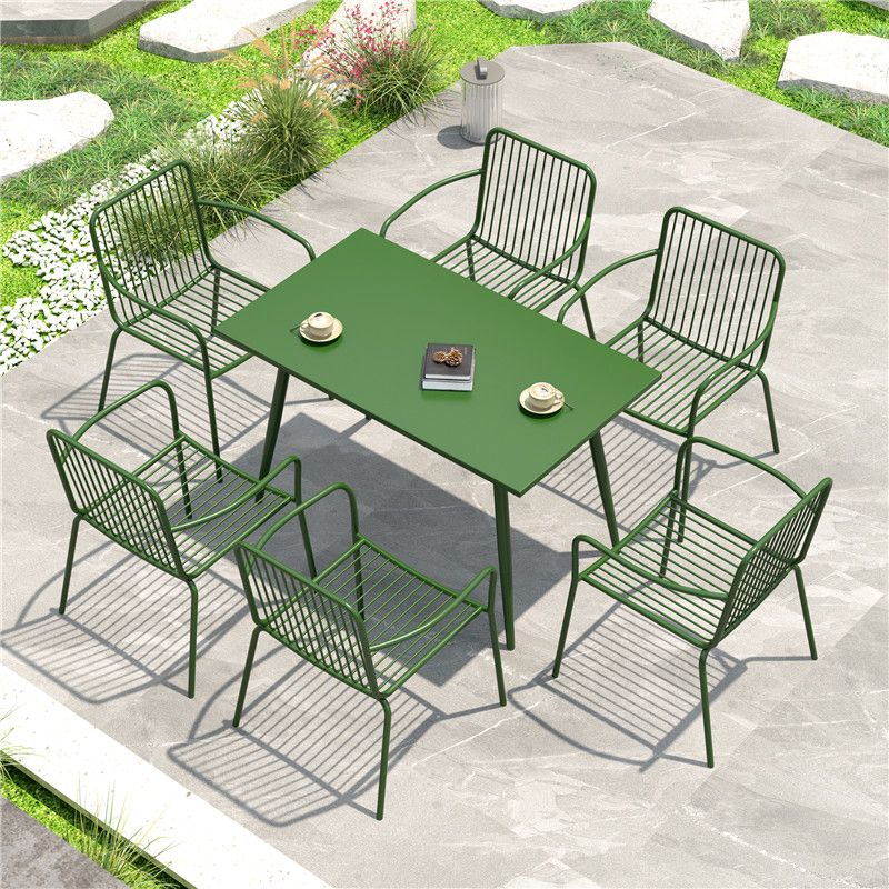 Modern Outdoor Bistro Table Set 1/2/5/7 Pcs Green Metal Bistro Set