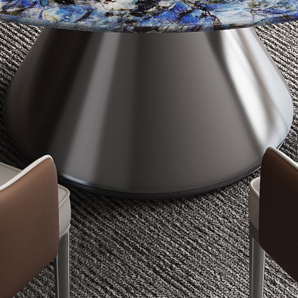 Metal Pedestal Dining Table Round Stone Top Dining Table for Dining Room