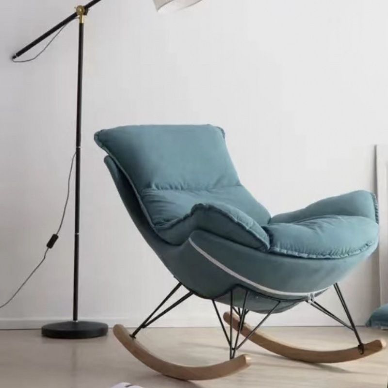 Classic Rocker Chair Pure Color Indoor Velvet Rocking Chair with Dark legs