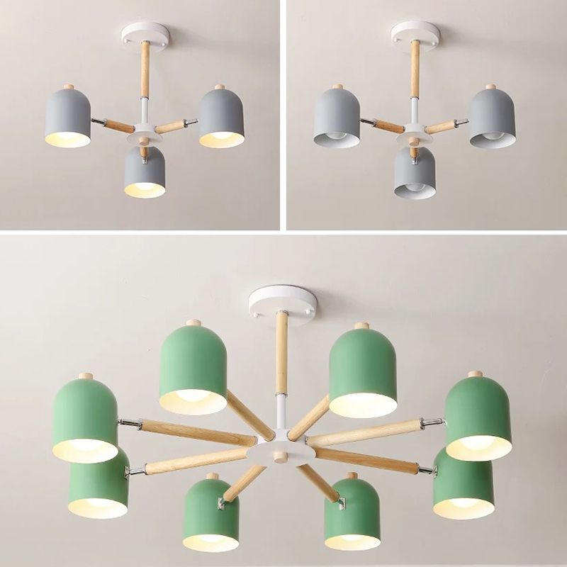 Lámpara colgante con cúpula de lámpara de lámpara de estilo macarrón con sombra de metal