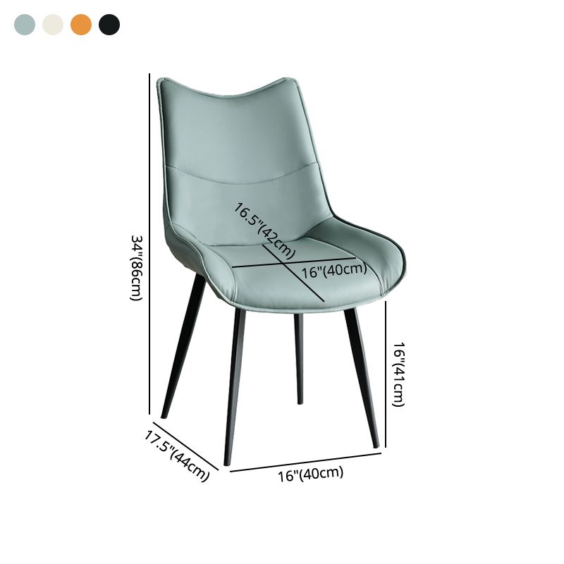 Silla de comedor estilo moderno Sillas laterales sin brazos de cocina con patas de metal