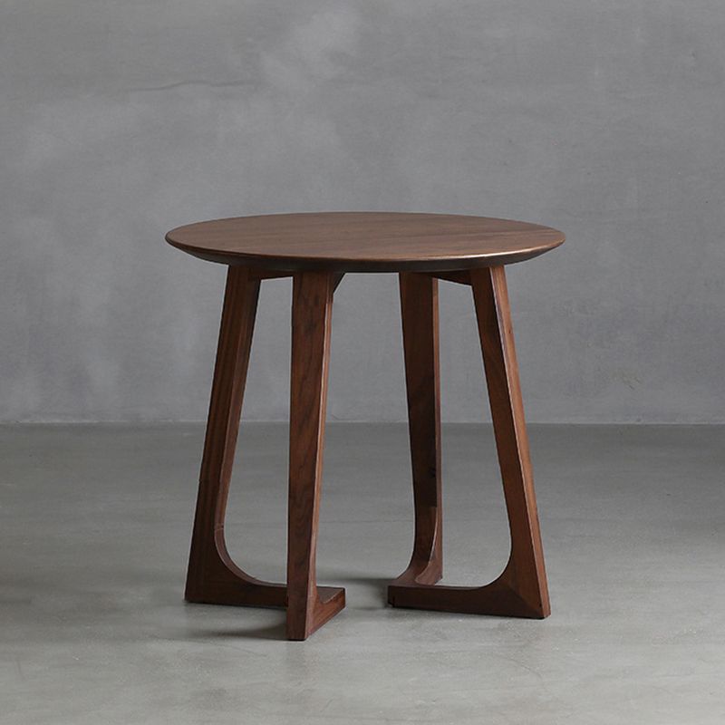Solid Wood Round Coffee Table in Brown Scandinavian 2 Pieces Cocktail Table Set